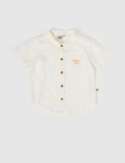 Goldie + Ace Holiday Linen Shirt Ivory