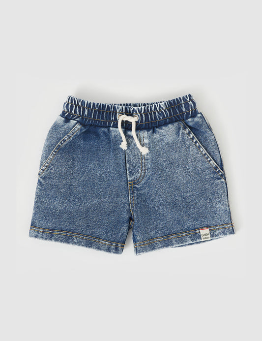 Goldie + Ace Noah French Terry Denim Look Shorts Dark Denim