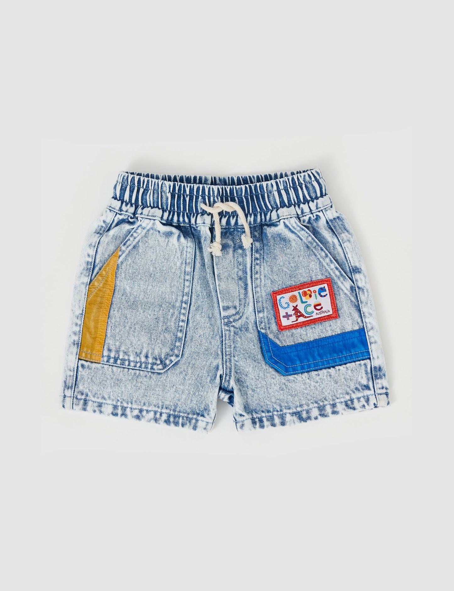 Goldie + Ace Noah Colour Pop Cargo Denim Shorts Light Denim