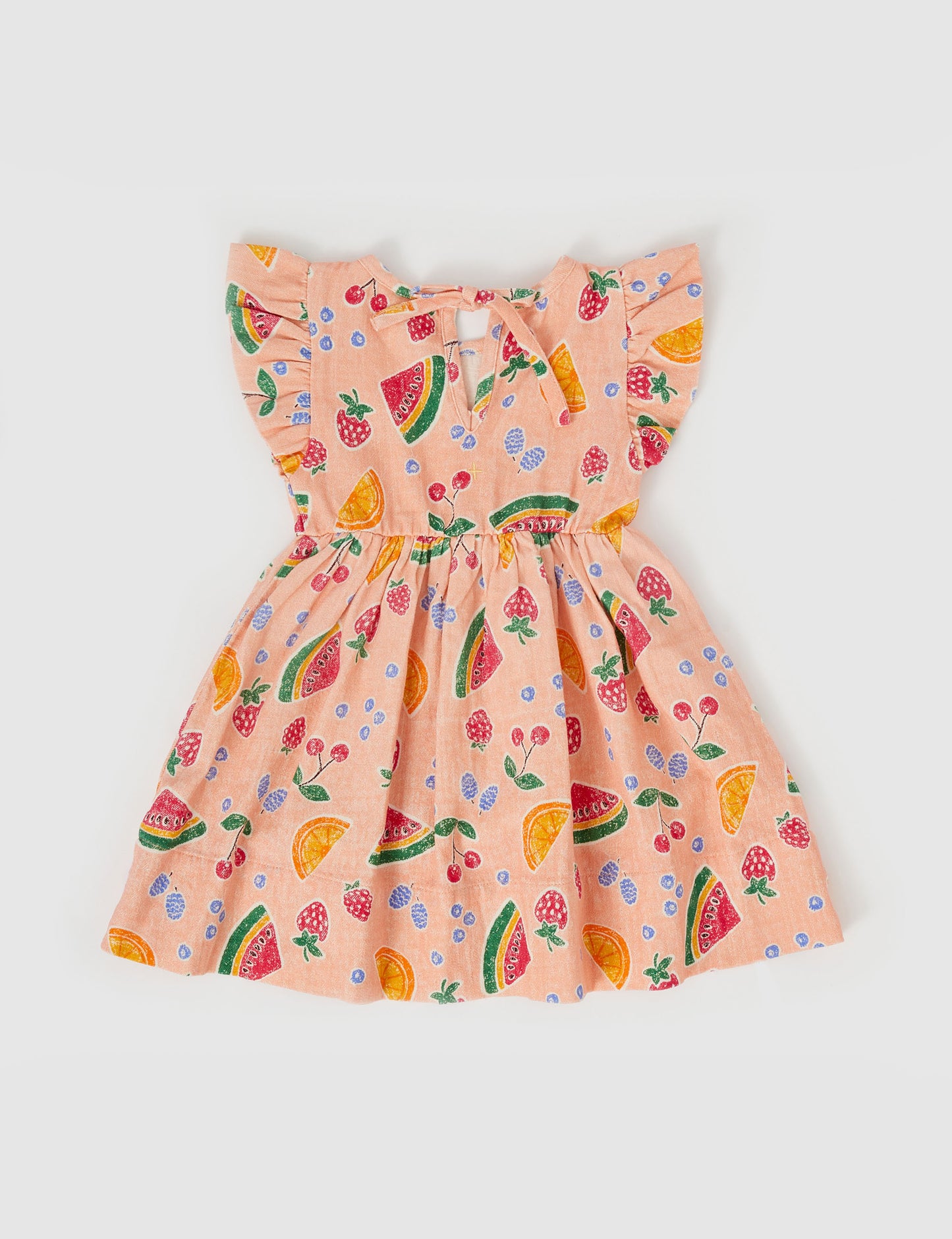 Goldie + Ace Lyla Linen Dress Fruit Salad Peach Multi