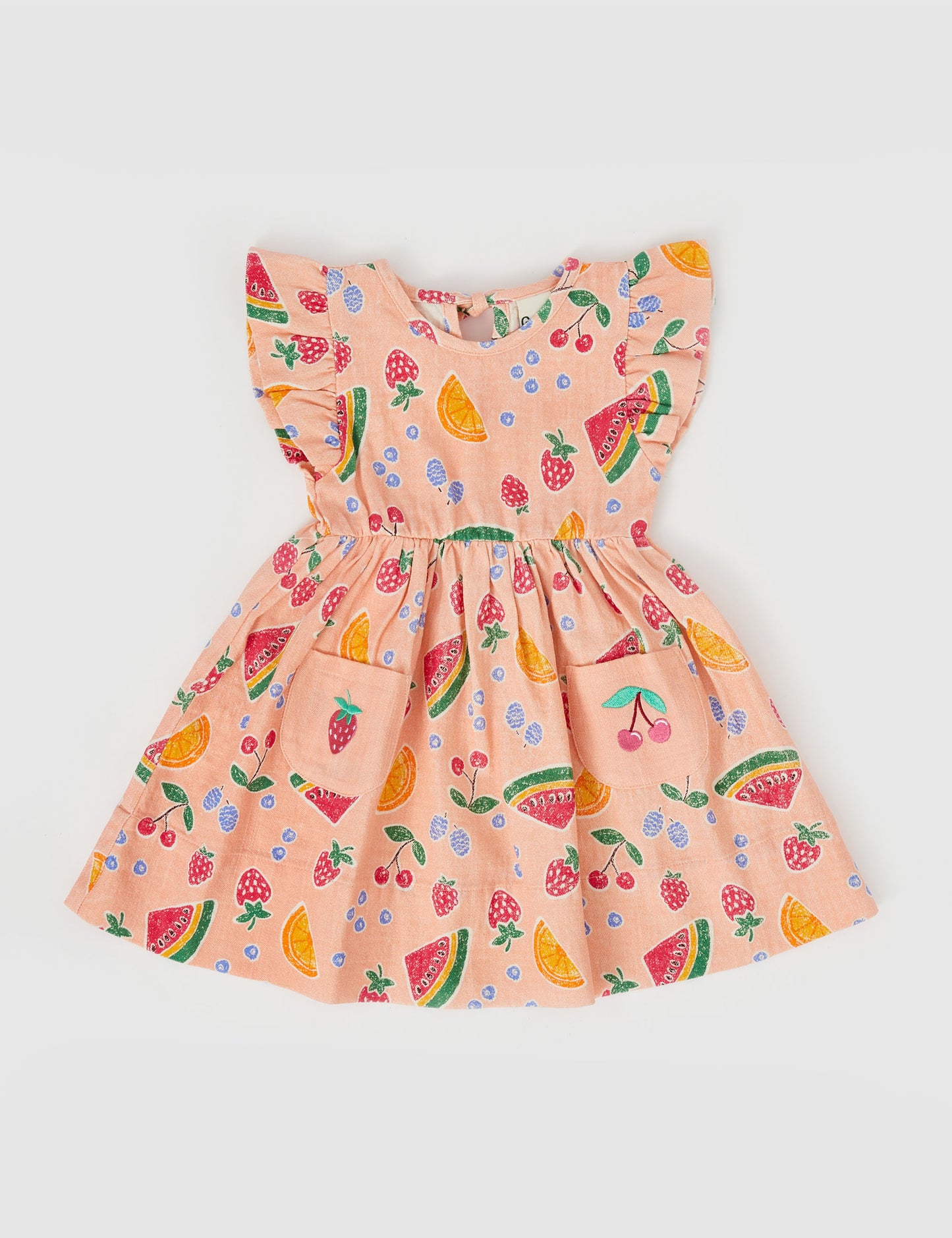 Goldie + Ace Lyla Linen Dress Fruit Salad Peach Multi