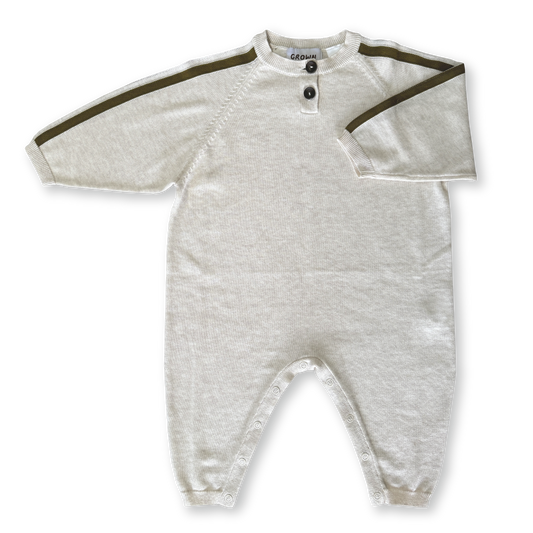 Grown Stripe Sleeve Starsuit Coconut