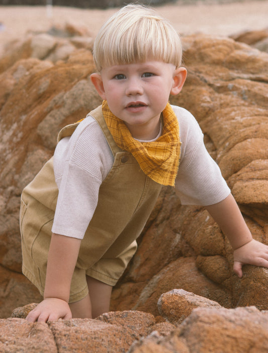 Grown Organic Everyday Twill Short Overalls Mustard