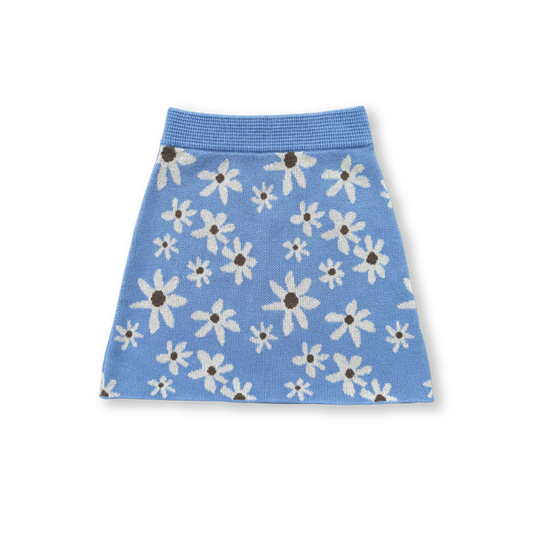 Grown Wild Flower Knit Skirt Sky