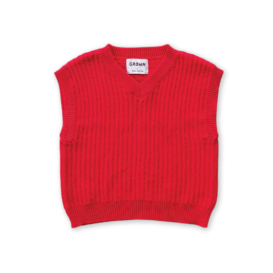 Grown Chunky Rib V-Neck Vest Flame