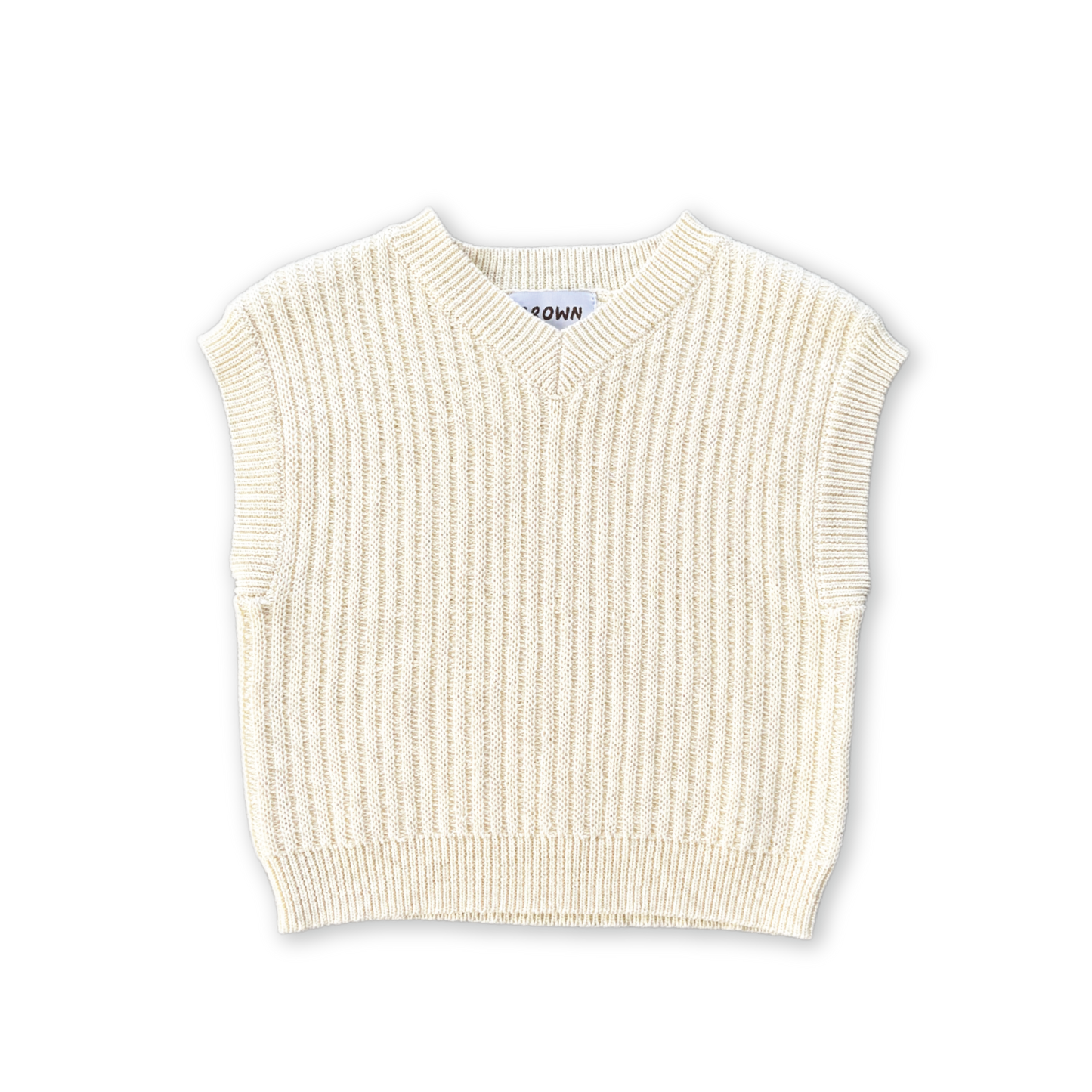 Grown Chunky Rib V-Neck Vest Milk