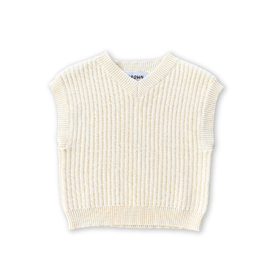 Grown Chunky Rib V-Neck Vest Milk