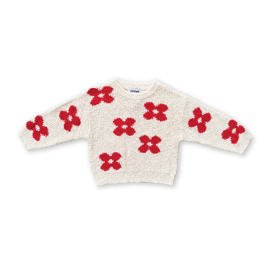 Grown Knitted Posy Pull Over Milk
