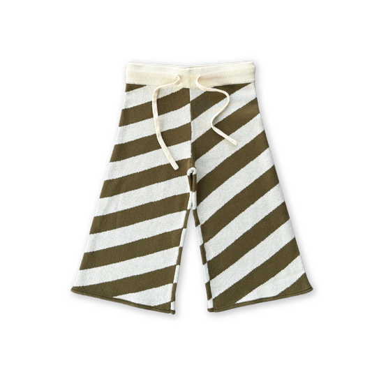 Grown Diagonal Stripe Knit Flares Coffee