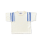 Grown Knitted Stripe Sleeve Knitted Tee Milk