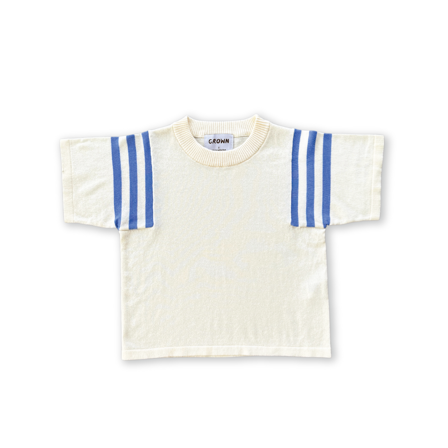 Grown Knitted Stripe Sleeve Knitted Tee Milk