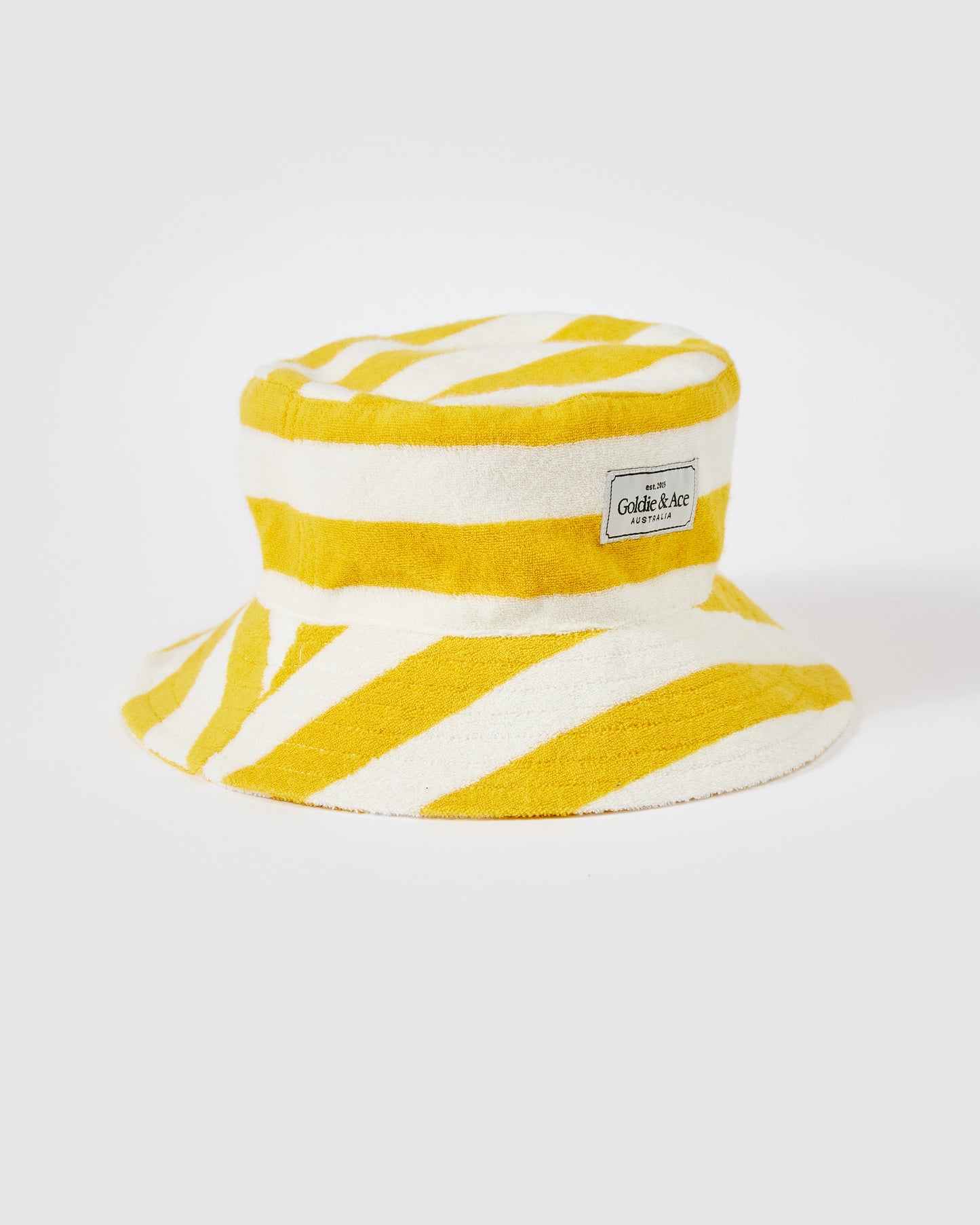 Goldie + Ace Smiley Terry Towelling Bucket Hat Lemon