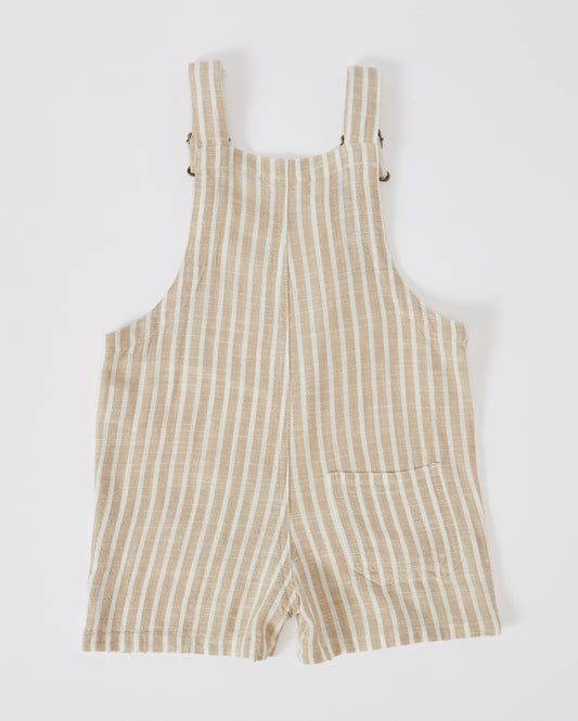 Goldie + Ace Taylor Stripe Overalls Cotton Linen Beige Stripe