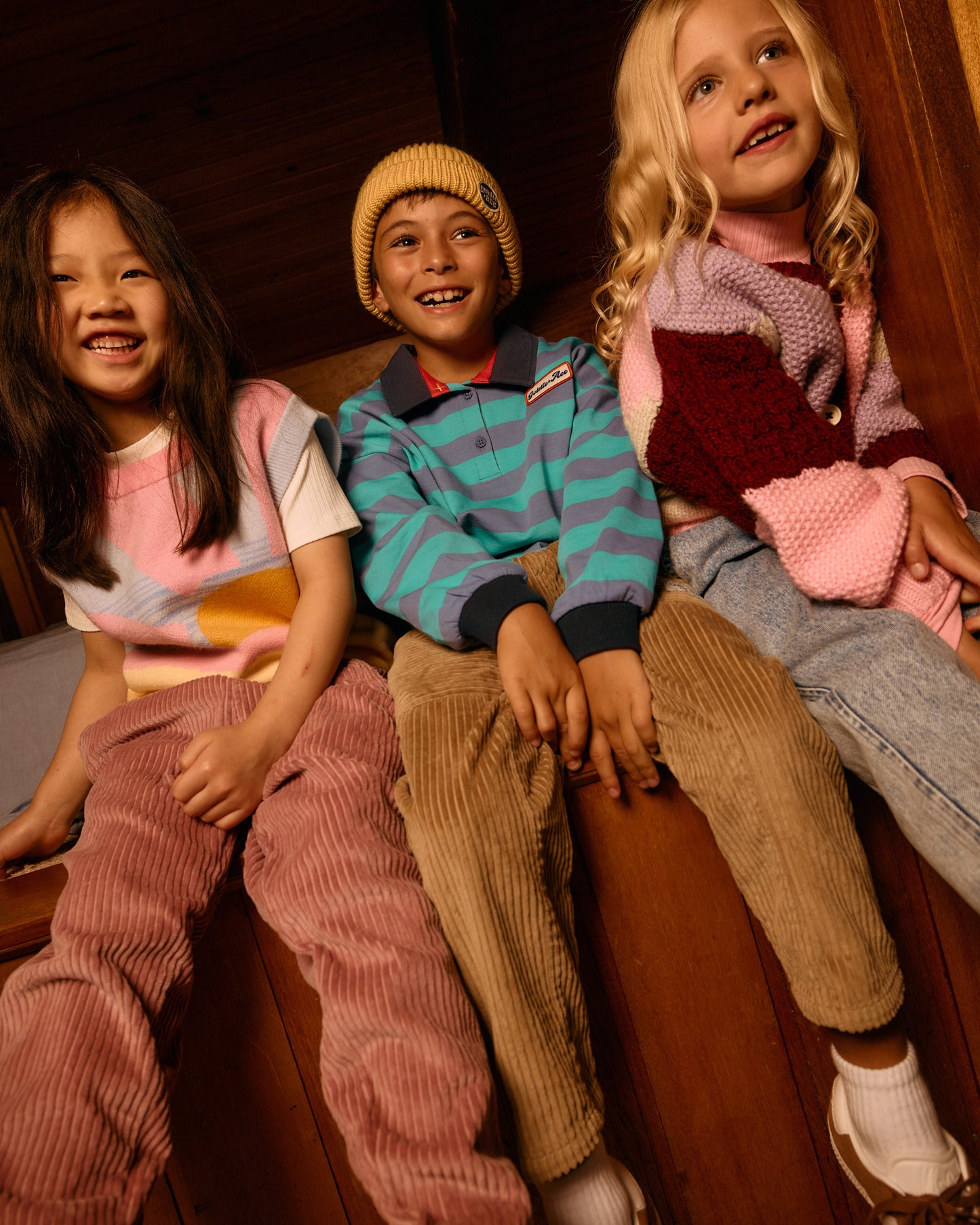 Goldie + Ace Colour Block Knit Cardigan Pink/Purple