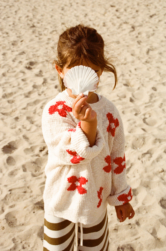 Grown Knitted Posy Pull Over Milk