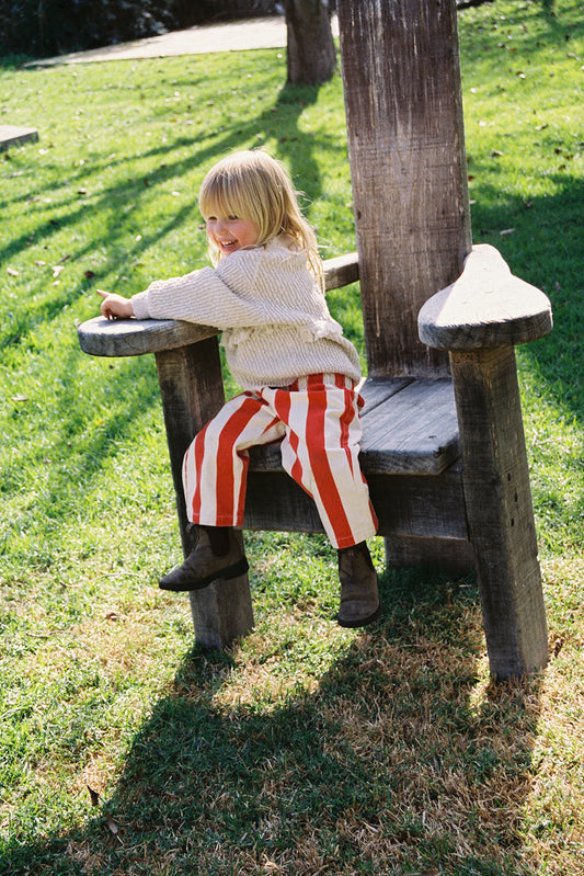 Grown Organic Fringe Rib Knit Pull Over Natural