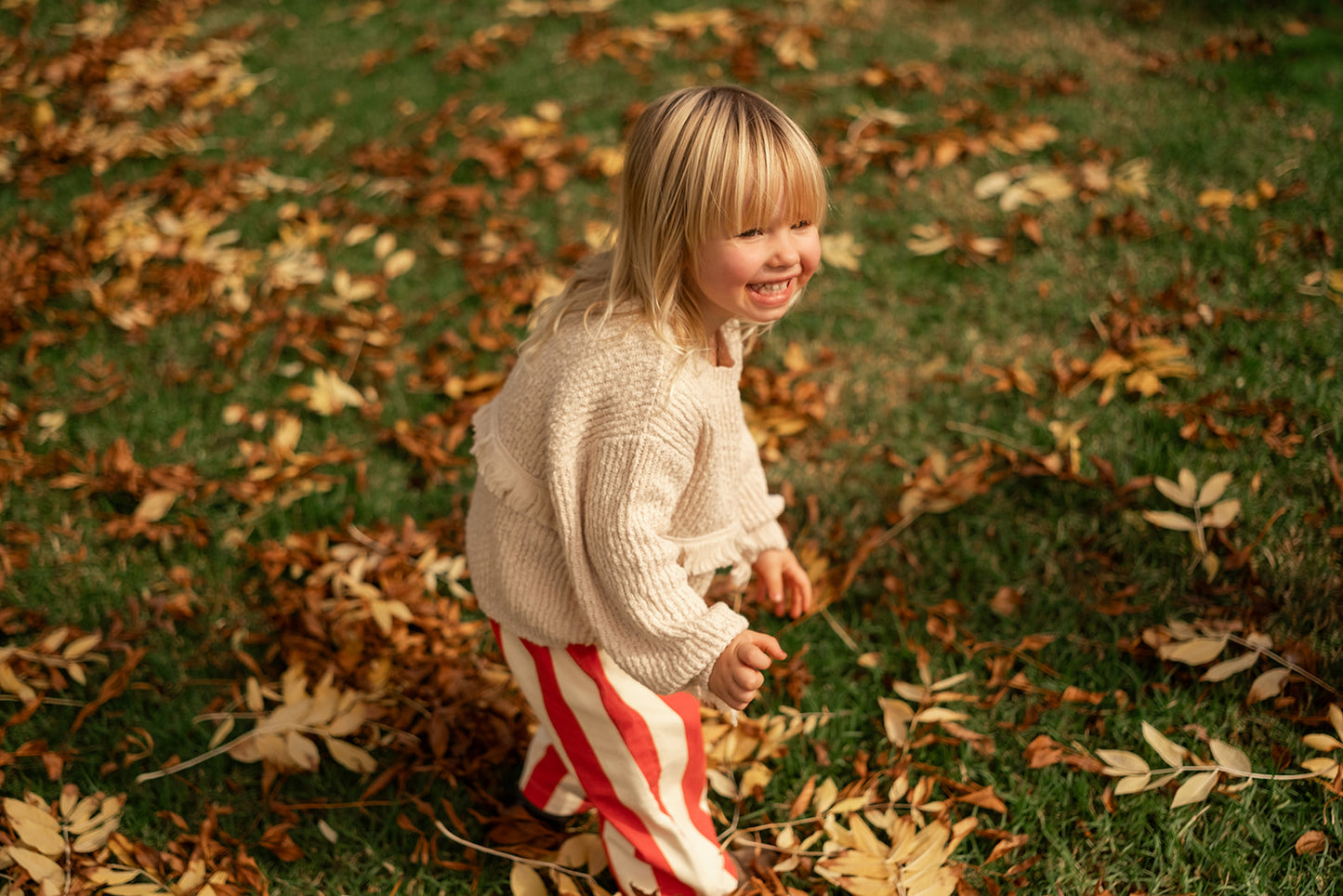 Grown Organic Fringe Rib Knit Pull Over Natural