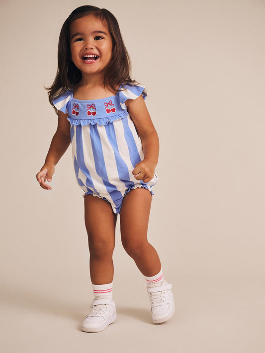 Huxbaby Seaside Cherry Stripe Playsuit Seaside / Almond Milk