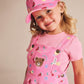 Huxbaby Pink Fruit Emoji Short Overalls Begonia Pink