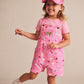 Huxbaby Pink Fruit Emoji Short Overalls Begonia Pink