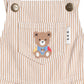 Huxbaby Sandbox Stripe Short Overalls Sand / Almond Milk