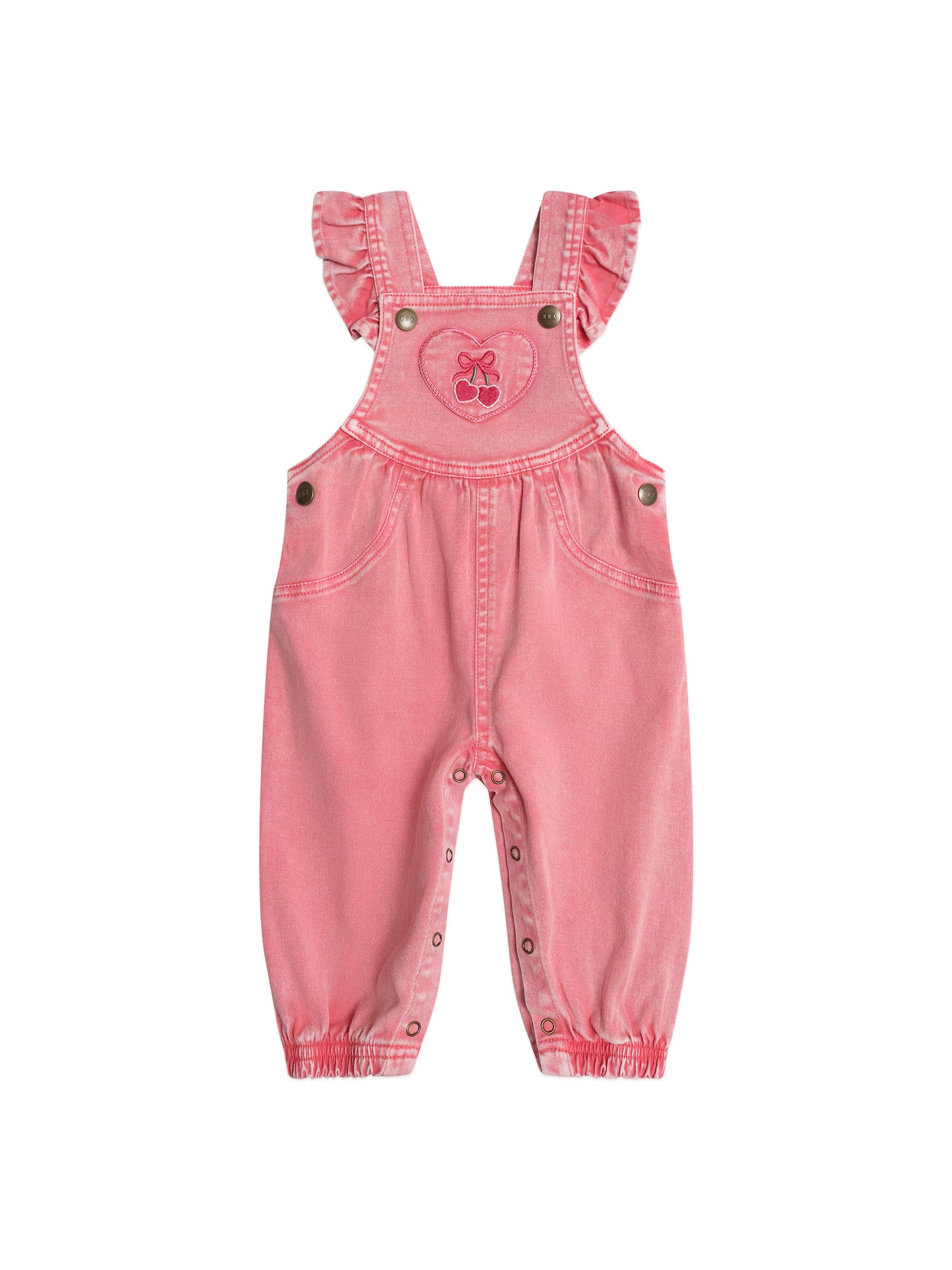 Huxbaby Cherry Heart Vintage Overalls Apricot