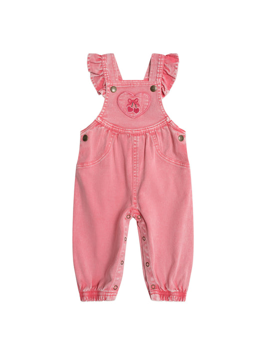 Huxbaby Cherry Heart Vintage Overalls Apricot
