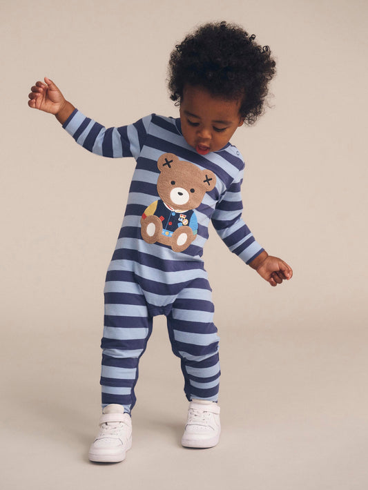 Huxbaby College Hux Romper Blue Stripe