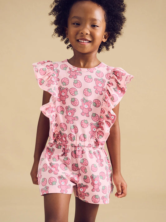 Huxbaby Berry Bear Frill Playsuit Candy