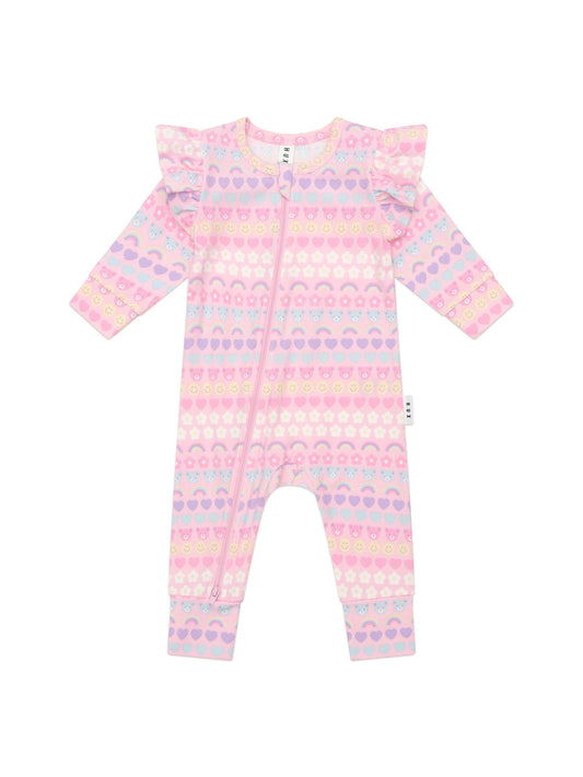 Huxbaby Emoji Rainbow Frill Romper