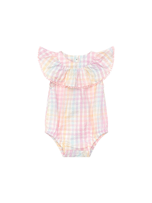 Huxbaby Rainbow Check Frill Onesie