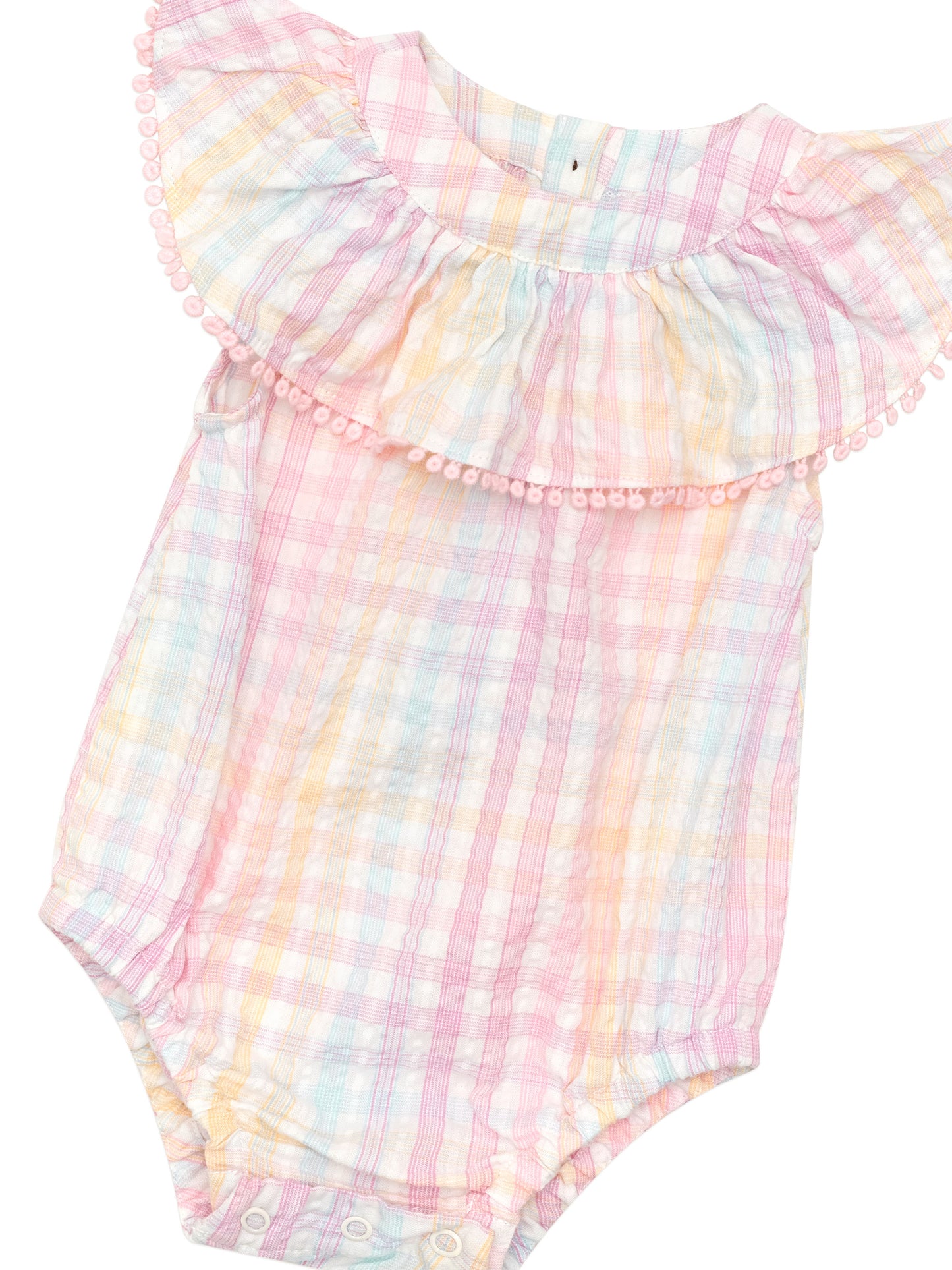 Huxbaby Rainbow Check Frill Onesie