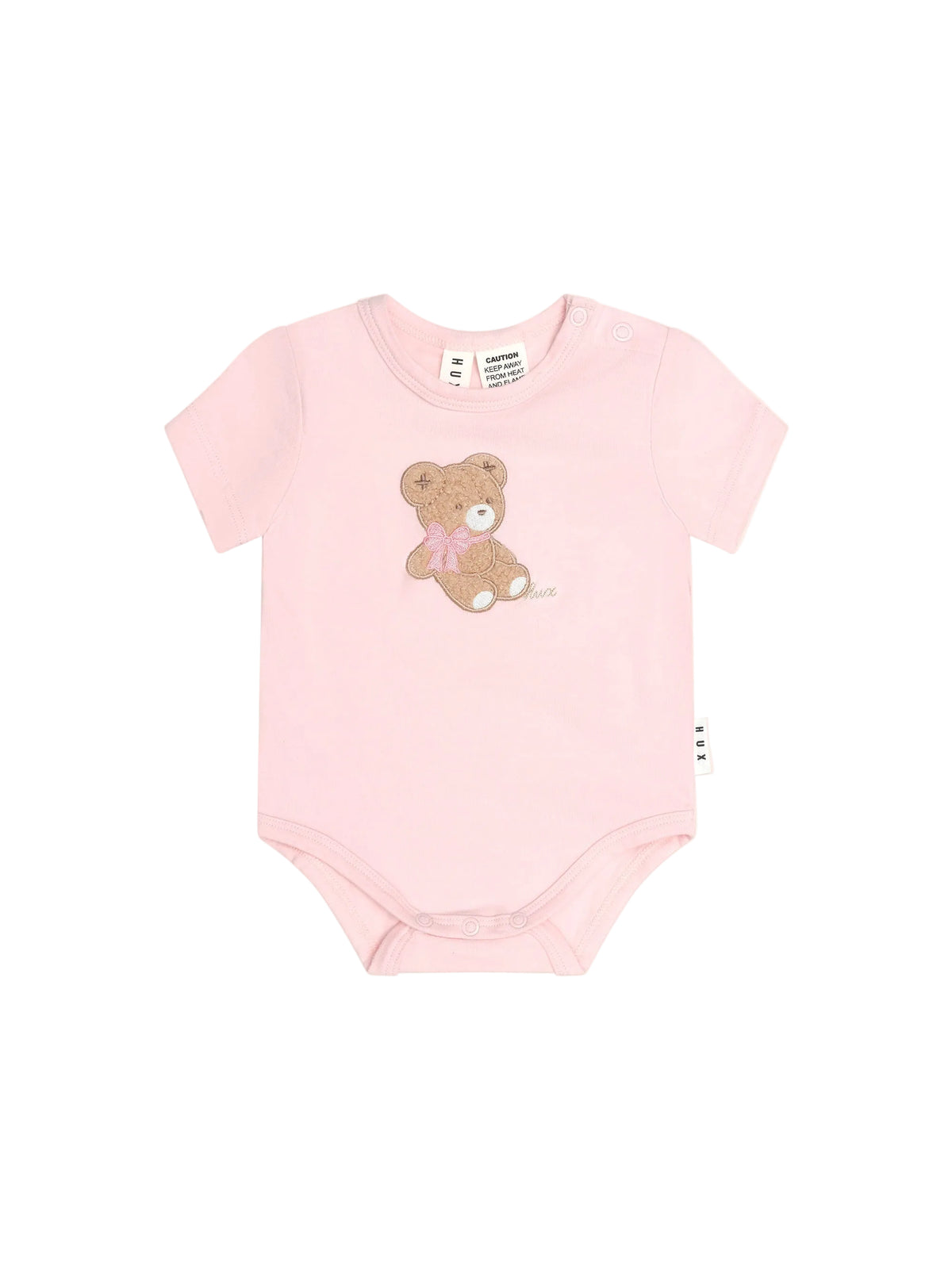 Huxbaby Bow Hux Short Sleeve Bodysuit Baby Pink