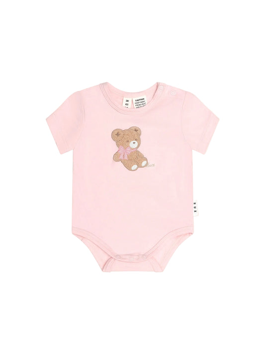 Huxbaby Bow Hux Short Sleeve Bodysuit Baby Pink