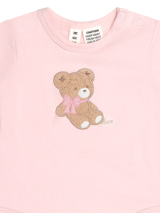 Huxbaby Bow Hux Short Sleeve Bodysuit Baby Pink