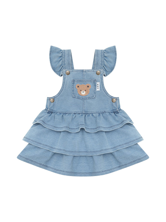 Huxbaby Huxbear Knit Denim Frill Pinafore