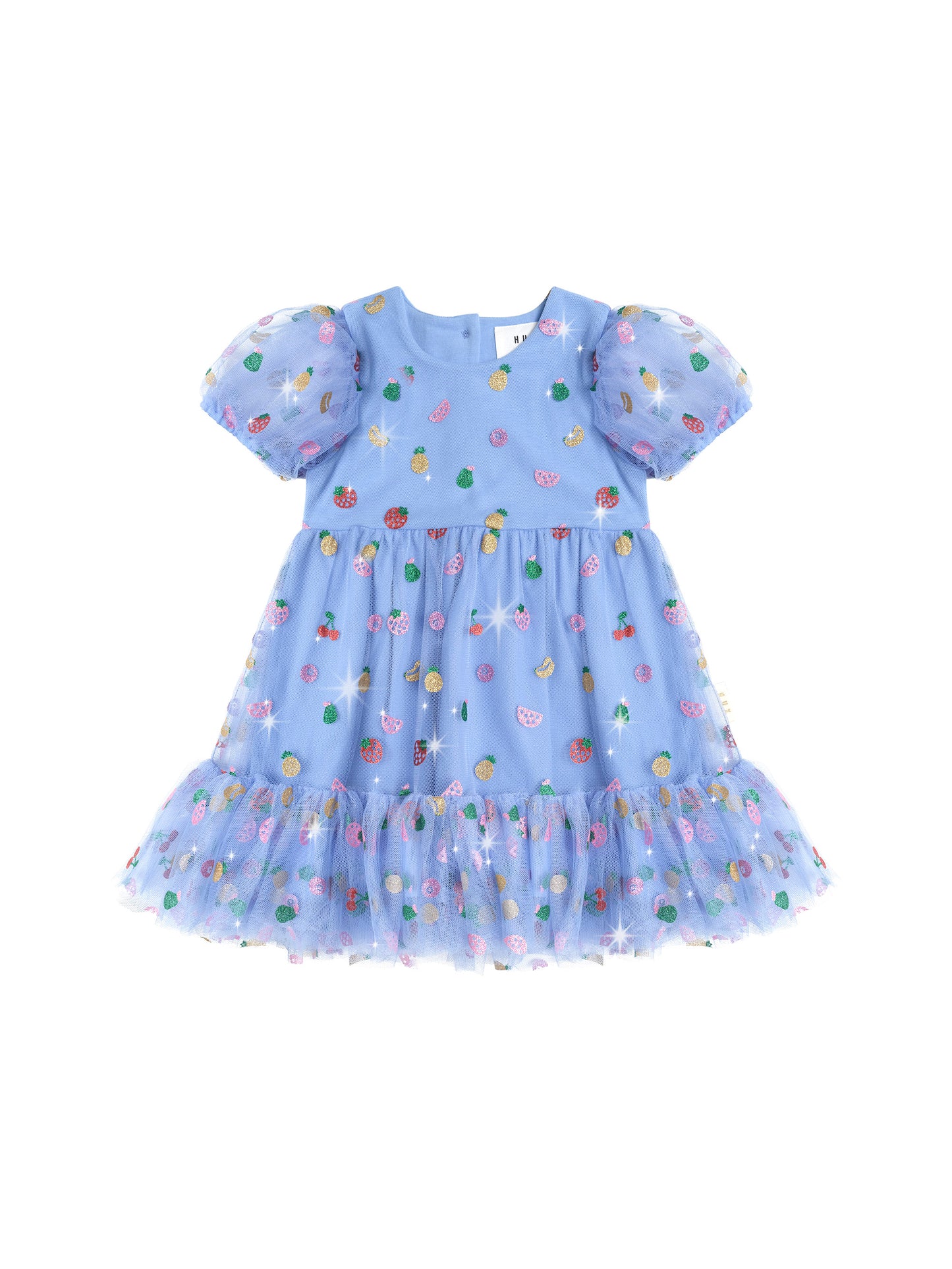 Huxbaby Fruit Salad Puff Sleeve Tulle Dress Seaside