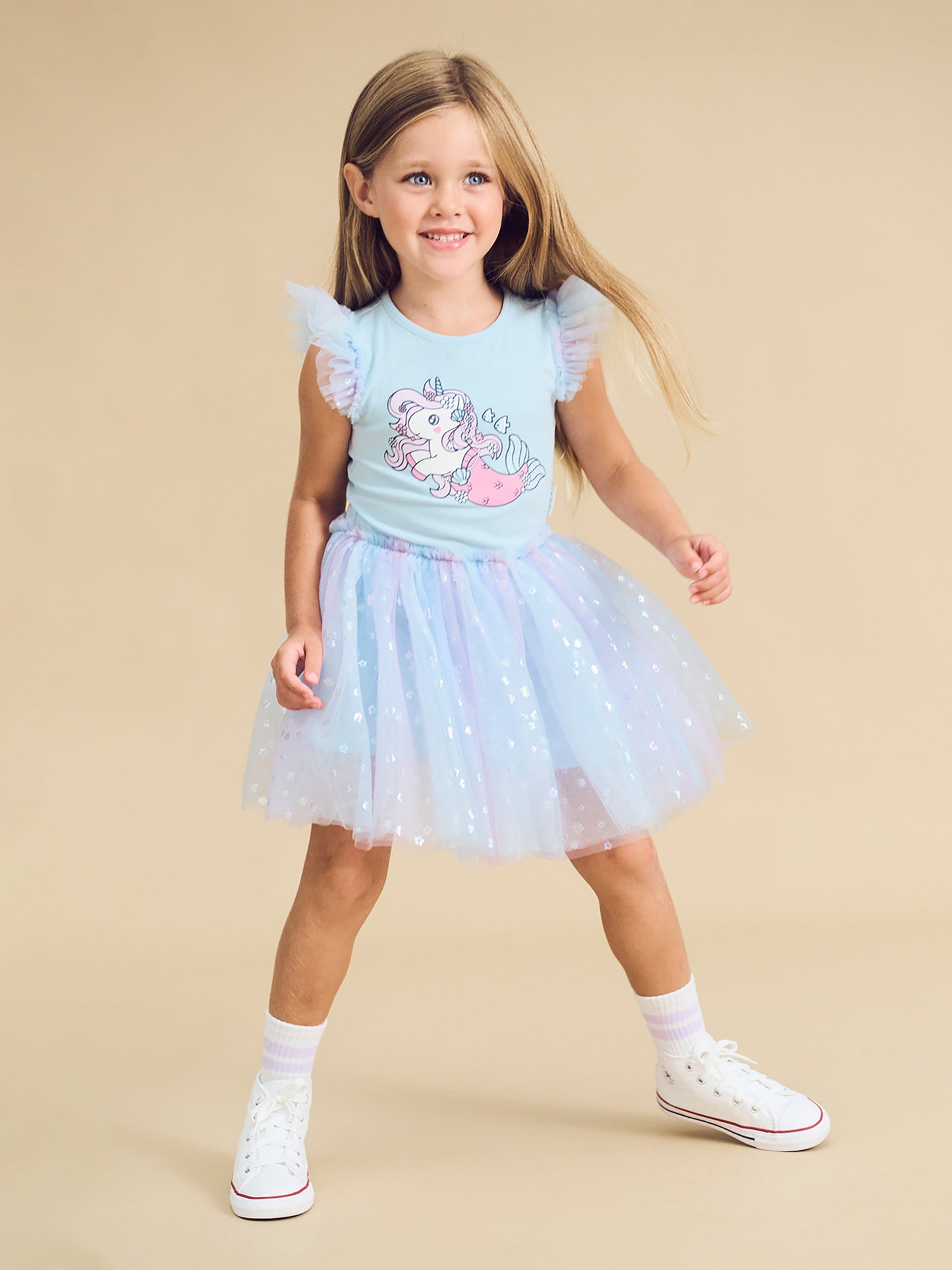 Huxbaby Daisy Seashell Ballet Dress Soft Aqua