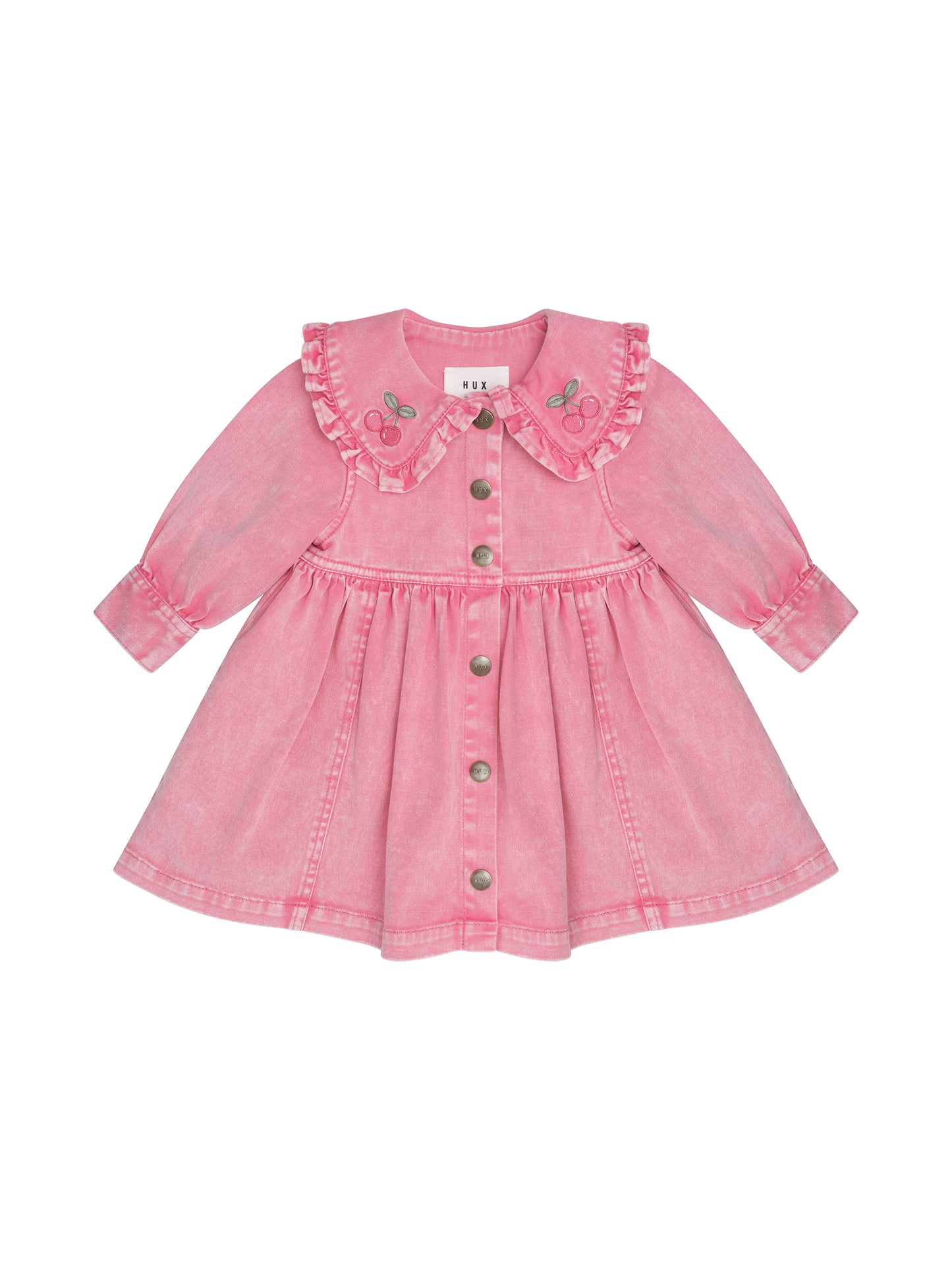 Huxbaby Cherry Vintage Collar Dress Bubblegum