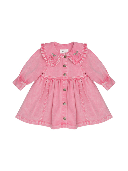 Huxbaby Cherry Vintage Collar Dress Bubblegum