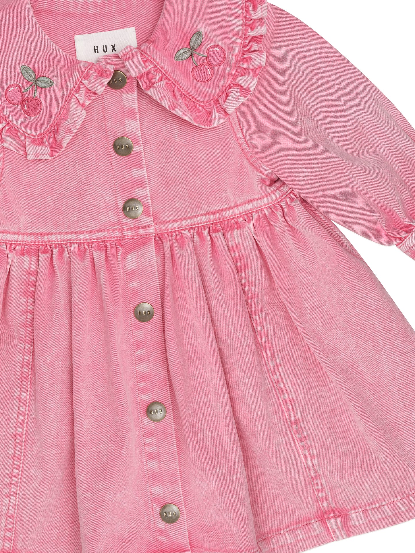 Huxbaby Cherry Vintage Collar Dress Bubblegum