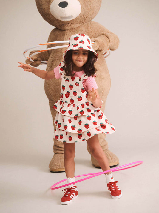 Huxbaby  Strawberry Tiered Pinafore Dress