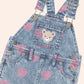 Huxbaby Dreamy Denim Hearts Pinafore Denim / Cherry