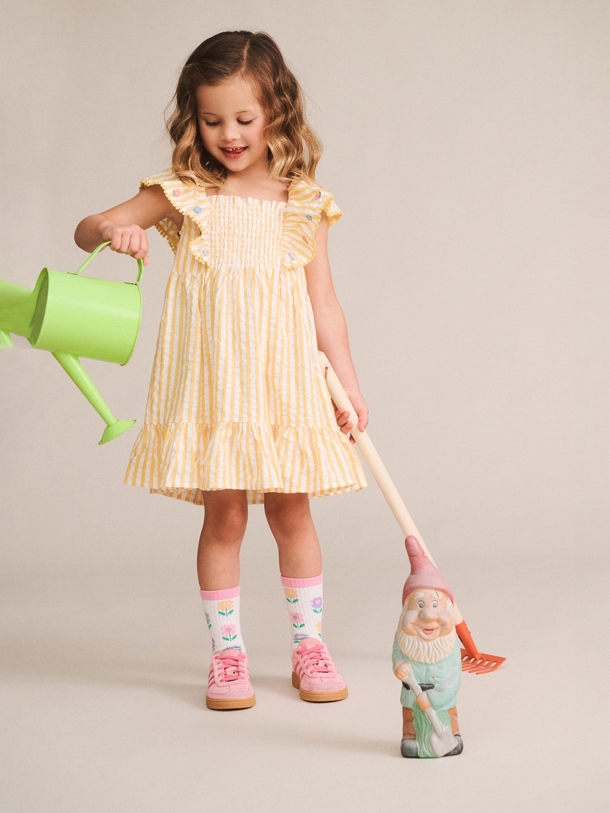 Huxbaby Flowerfield Stripe Shirred Dress
