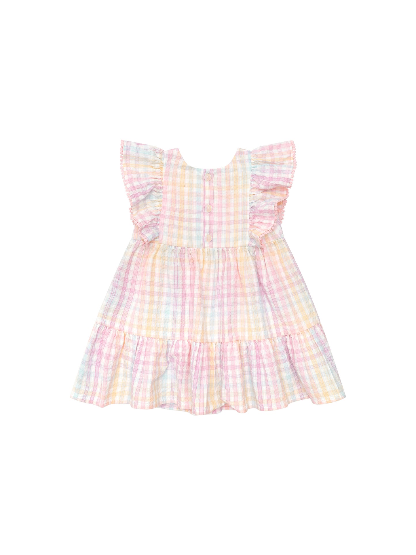 Huxbaby Rainbow Check Frill Dress