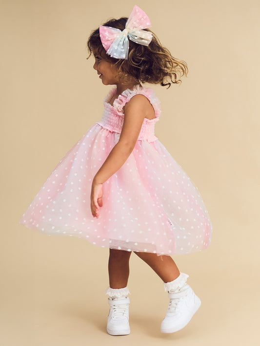 Huxbaby Sweetheart Shirred Tulle Dress Pastel Rainbow