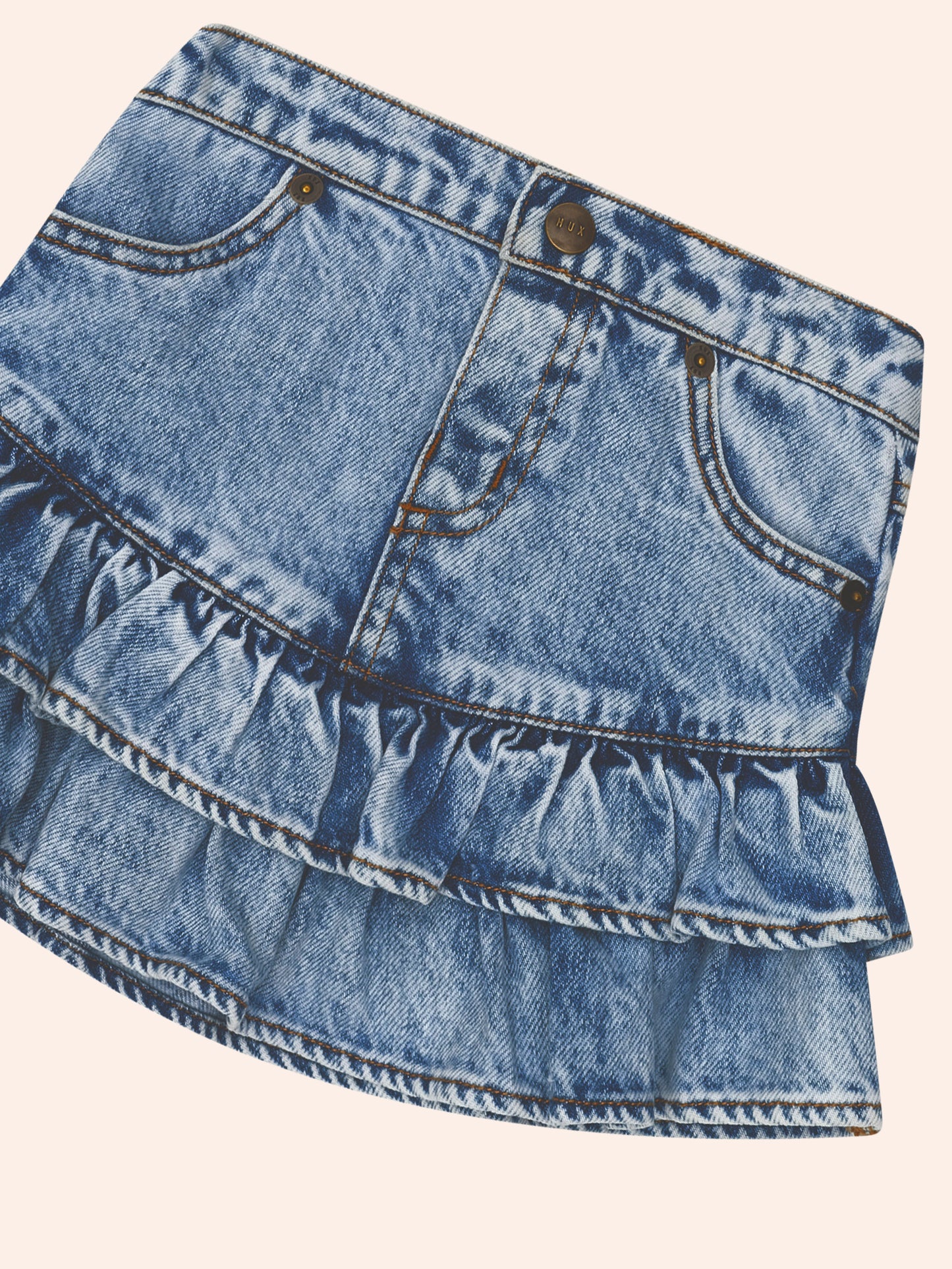 Huxbaby Dreamy Denim Tirered Skirt Denim Blue