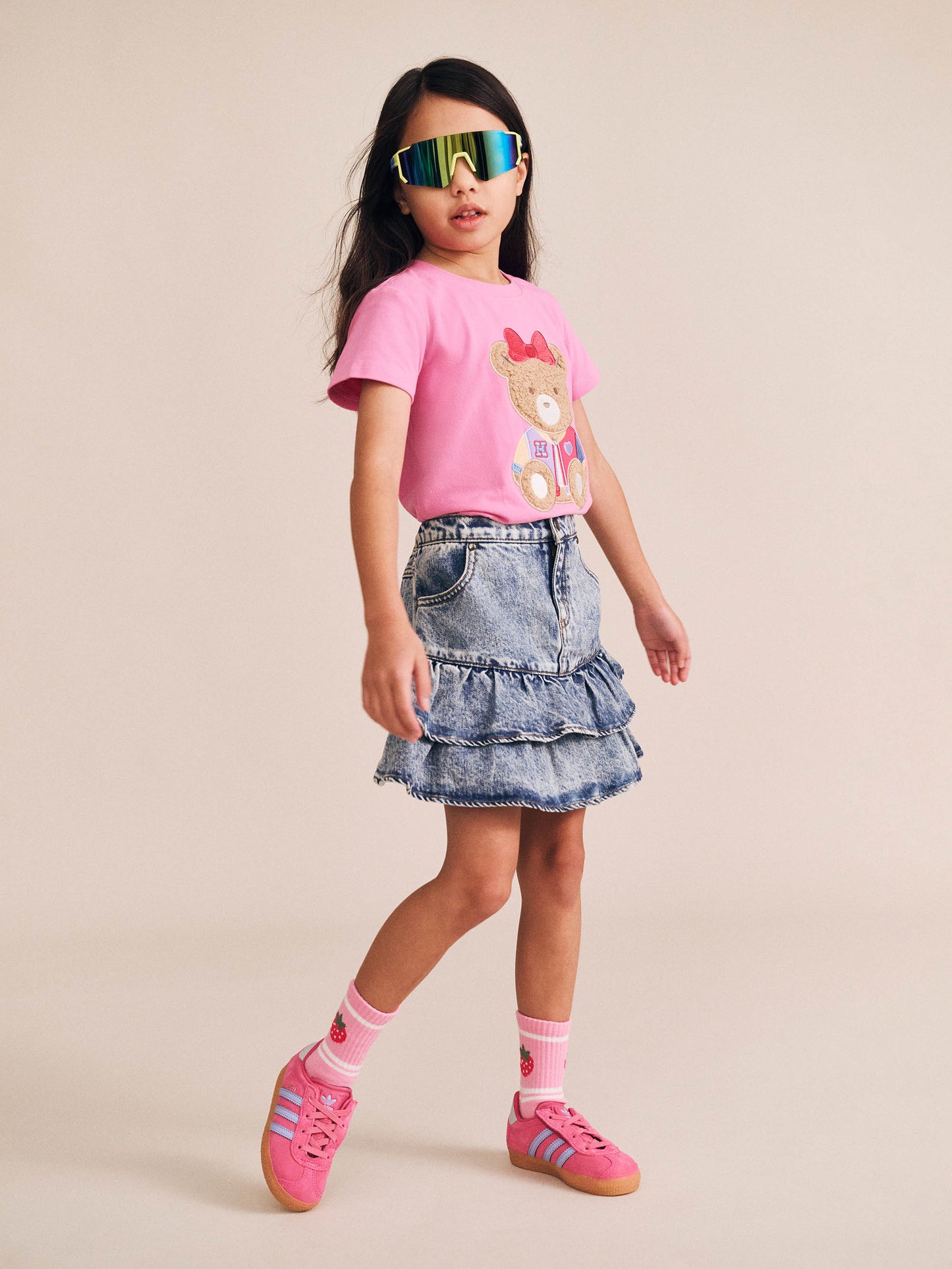 Huxbaby Dreamy Denim Tirered Skirt Denim Blue