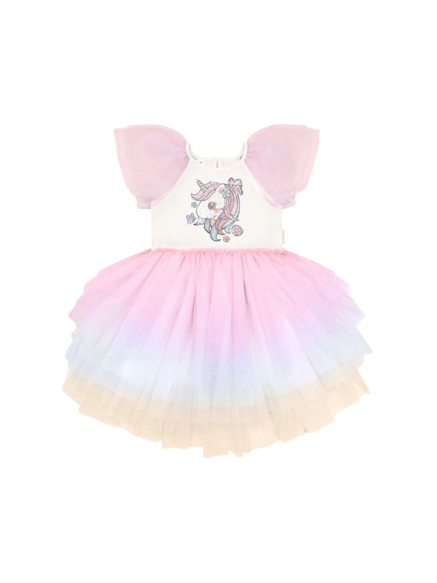 Huxbaby Unicorn Tiered Rainbow Party Dress