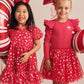 Huxbaby Golden Cherries Puff Sleeve Tulle Dress